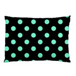 Polka Dots - Aquamarine on Black Pillow Case (Two Sides)