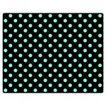 Polka Dots - Aquamarine on Black Double Sided Flano Blanket (Medium)