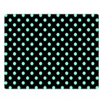 Polka Dots - Aquamarine on Black Double Sided Flano Blanket (Large)