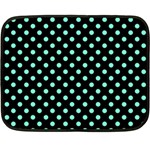 Polka Dots - Aquamarine on Black Double Sided Fleece Blanket (Mini)