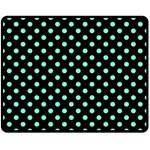 Polka Dots - Aquamarine on Black Double Sided Fleece Blanket (Medium) (Two Sides)