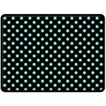 Polka Dots - Aquamarine on Black Double Sided Fleece Blanket (Large) (Two Sides)