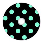 Polka Dots - Aquamarine on Black CD Wall Clock