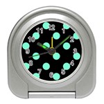 Polka Dots - Aquamarine on Black Desk Alarm Clock