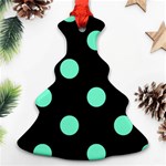 Polka Dots - Aquamarine on Black Ornament (Christmas Tree)