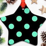 Polka Dots - Aquamarine on Black Ornament (Star)