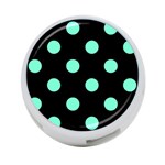 Polka Dots - Aquamarine on Black 4-Port USB Hub (Two Sides)