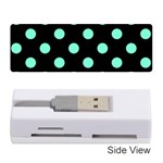 Polka Dots - Aquamarine on Black Memory Card Reader (Stick)