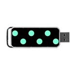 Polka Dots - Aquamarine on Black Portable USB Flash (One Side)