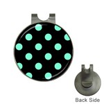 Polka Dots - Aquamarine on Black Golf Ball Marker Hat Clip