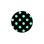 Polka Dots - Aquamarine on Black Golf Ball Marker