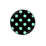 Polka Dots - Aquamarine on Black Hat Clip Ball Marker (4 pack)