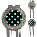 Polka Dots - Aquamarine on Black 3-in-1 Golf Divot