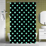 Polka Dots - Aquamarine on Black Shower Curtain 48  x 72  (Small)