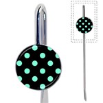 Polka Dots - Aquamarine on Black Book Mark