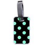 Polka Dots - Aquamarine on Black Luggage Tag (Two Sides)