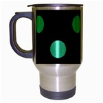 Polka Dots - Aquamarine on Black Travel Mug (Silver Gray)