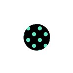 Polka Dots - Aquamarine on Black 1  Mini Button