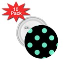 Polka Dots - Aquamarine on Black 1.75  Button (10 pack)
