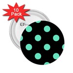 Polka Dots - Aquamarine on Black 2.25  Button (10 pack)