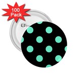 Polka Dots - Aquamarine on Black 2.25  Button (100 pack)