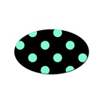 Polka Dots - Aquamarine on Black Sticker Oval (10 pack)