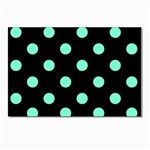 Polka Dots - Aquamarine on Black Postcard 4 x 6  (Pkg of 10)