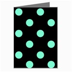 Polka Dots - Aquamarine on Black Greeting Card