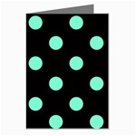 Polka Dots - Aquamarine on Black Greeting Cards (Pkg of 8)