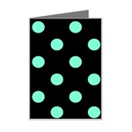 Polka Dots - Aquamarine on Black Mini Greeting Card