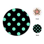 Polka Dots - Aquamarine on Black Playing Cards (Round)