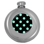 Polka Dots - Aquamarine on Black Hip Flask (5 oz)