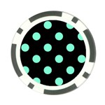 Polka Dots - Aquamarine on Black Poker Chip Card Guard