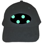 Polka Dots - Aquamarine on Black Black Cap