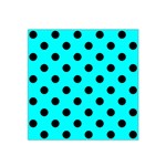 Polka Dots - Black on Aqua Cyan Satin Bandana Scarf