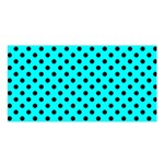 Polka Dots - Black on Aqua Cyan Satin Shawl