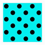Polka Dots - Black on Aqua Cyan Medium Glasses Cloth (2 Sides)