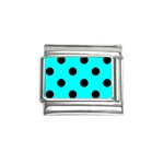 Polka Dots - Black on Aqua Cyan Italian Charm (9mm)