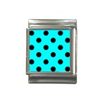 Polka Dots - Black on Aqua Cyan Italian Charm (13mm)