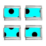 Polka Dots - Black on Aqua Cyan 9mm Italian Charm (4 pack)