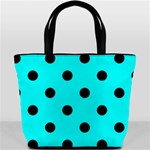 Polka Dots - Black on Aqua Cyan Bucket Bag