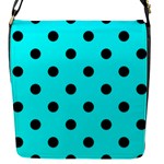 Polka Dots - Black on Aqua Cyan Flap Closure Messenger Bag (S)