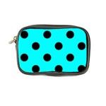 Polka Dots - Black on Aqua Cyan Coin Purse