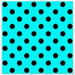 Polka Dots - Black on Aqua Cyan Canvas 16  x 16 