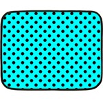 Polka Dots - Black on Aqua Cyan Fleece Blanket (Mini)