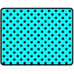 Polka Dots - Black on Aqua Cyan Fleece Blanket (Medium) (One Side)