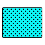 Polka Dots - Black on Aqua Cyan Fleece Blanket (Small) (One Side)