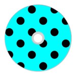 Polka Dots - Black on Aqua Cyan CD Wall Clock