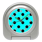 Polka Dots - Black on Aqua Cyan Desk Alarm Clock