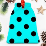 Polka Dots - Black on Aqua Cyan Ornament (Bell)